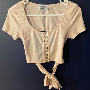 Open Back Tie Crop Top Front Clasps
